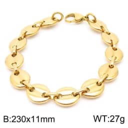 7/9/11mm Multi-Size Coffee Bean Link Chain Bracelet For Men Women Gold Color Stainless Steel Punk Fashion Jewelry
