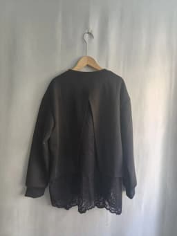 Lace Splicing Fake Two-piece Pullover Round Neck Sweatshirt for Women Autumn Winter Versatile Top Jacket