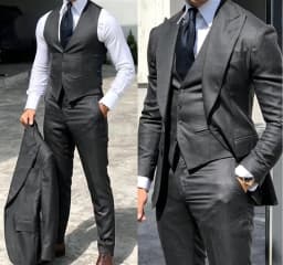 Classy Wedding Tuxedos Suits Slim Fit Bridegroom For Men 3 Pieces Groomsmen Suit Male Cheap Formal Business (Jacket+Vest+Pants