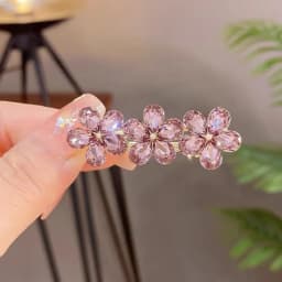 High-end Black Color Crystal Flower Hairpin Temperament Elegant Alloy Hair Clip Women's Bangs Side Clip Korean Style Headdress