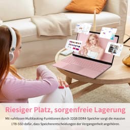 15.6" Pink Laptop, Intel N95, 32Gb Ddr4 Ram, 1Tb Ssd, Windows 11 Pro, Notebook Pc, Ips 1920X1080, Dual Band Wifi, Bluetooth 5.0, Portable Computer for Office & Study