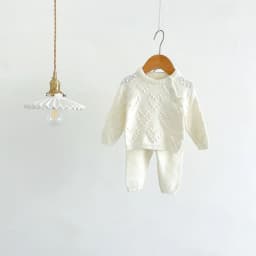 2Pcs Baby Boy Clothes Set Soft Knit Cotton Baby Boy Sweater + Pants Kids Outfit Spring