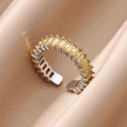 Cubic Zirconic Rectangle Open Rings For Women Men Gold Color Wedding Engaement Ring Luxury Brand Design Jewelry Christmas Gifts