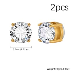 Punk Round Zircon Magnetic Ear Studs Clips Non Piercing Stainless Steel Small Earrings for Women Men Fashion Jewelry 