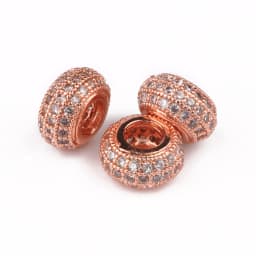 3pcs Micro Pave Zirconia Beads Round Geometry Metal Cubic Zircon Beads for DIY Bracelet Necklace Design Jewelry Crafts Making