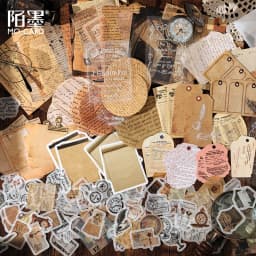 Journamm 200pcs/pack Decor Scrapbook PET Sticker Materials Paper Combo Kit DIY Junk Journal Collage Photo Album Vintage Stickers