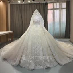 Customized Exquisite Long Sleeves Wedding Dresses for Bride Backless Bling Pleats Lace Appliques Ball Gown Vestido De Novia