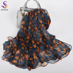 [BYSIFA] Emerald Green Women Long 100% Silk Scarf Printed Chinese Style Water Ink Painting Brand Oblong Silk Shawl Scarves 170cm