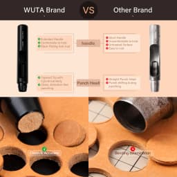 WUTA 5-15Pcs Basic Black Anti-rust Leather Hollow Punch Set Round Hole Puncher DIY Craft Working Tools Kit for Belt, Watch Strap