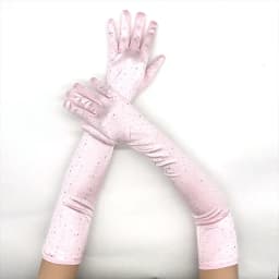 Women 55cm Satin Flash Drill Shiny Long Gloves Retro Campus Dance Party Wedding Bride Stage Performance Opera