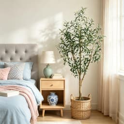 Olive Trees Artificial Indoor, 5.25/6.10/7.10FT Tall Faux Olive Tree with Black Pot, Artificial Plants with Natural Wood Trunk and Lifelike Fruits for Home Office Decor
