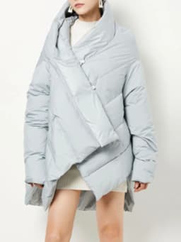 LANMREM Winter Big Size Down Coat For Women Fashion Irregular Design A-line Solid Color Loose Mid Length Clothing 2VV223