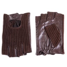 Men's Genuine Leather Unlined Retro Snap-fastener Fingerless Semi-finger Tactical Driving Riding Punk Rock Short Gloves Mitts
