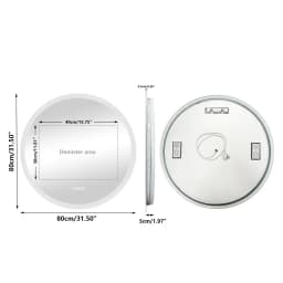 Round Bathroom Mirror 800x800mm with Bluetooth Wall Illuminated LED Vanity Mirror, Anti-Fog, Three Color Light, Memory Function