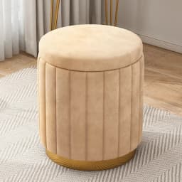 Luxury Vanity Makeup Stool Round Dressing Chair with Storage Upholstered Bench for Bedroom Modern Side Stool Furniture