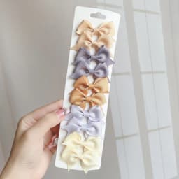 10Pcs/Set Solid Color Kids Bows Hair Clips for Baby Girls Handmade Ribbon Bowknot Hairpin MiNi Barrettes Hair Accessories