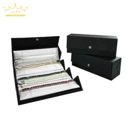 Portable Foldable Jewelry Storage Box Black Leather Outer and White Leather Inner Jewelry Box Rings Necklace Pendant Container