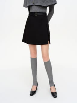 DUSHU 2026 Spring High Waist A-Line Midi Skirt, Women‘s Split Design Pleated Denim Skirt, Y2K Retro Casual Mini Skirt Chic