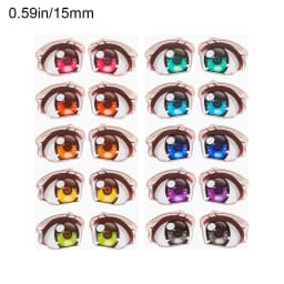 10 Pair Cartoon Eyes Stickers Different styles Rainbow Boy Anime Figurine Doll Face Organ Paster Decals DIY Glass Eye