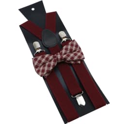 Cotton Brown Plaid Bowtie Suspender Set Elastic Braces Men Black Grey Butterfly Straps Wedding Dress Suit Skirt Accessories Gift
