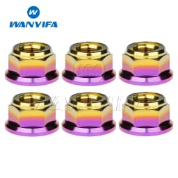Wanyifa Titanium Nut M6/M8/M10/M12 Flange Lock Nuts for Cycling Modification 6pcs