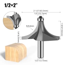 1pc 1/4" 1/2" Shank Woodworking Round Router Bit Woodworking Milling Cutter Slotting Tool Trimming Machine Router Bit