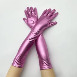 48cm Women Patent Leather Solid Gloves Stage Performance Halloween Cosplay Nightclub Pole Dance Fashion Street Concert