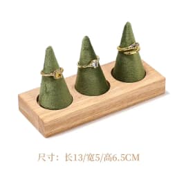 Solid Wood Green Velvet Jewelry Display Stand for Ring Stud Necklace Pendant Bracelet Storage and Display Rack