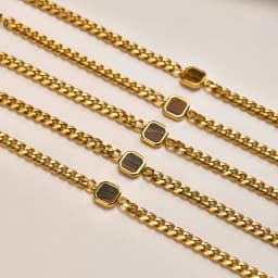 Vnox 5/7mm Width Adjustable Chain Bracelet for Men, Stainless Steel Acrylic Six-Sided Polished Jewelry Gift for Husband Son Him