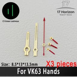 VK63 Hands High Quality VK63 Watch Hands Racing Hands C3 Green Luminous Watch Hands VK 63 Quartz Movement Men's Watches Parts