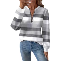 Casual Zipper Hoodie with Regular Fit Mid Length Japanese Korean Casual Digital Print Long Sleeve Striped Spring Women Hoodie