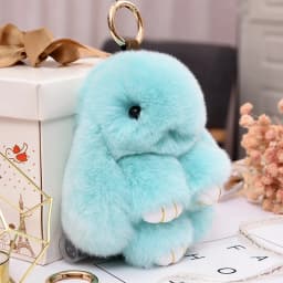 Fluffy Rabbit Pompon Bunny Keychain For Women Bag Car Key Chain Cute Rabbit Key Ring On Bag Car Trinket Pendant Gift