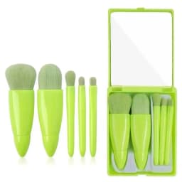 5pcs Mini Makeup Brushes Small Function Kit Complete Brushes Set Cosmetic Brushes With Case And Mirror Travel Size Makeup
