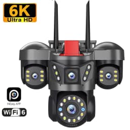 20MP 4 Lens Home Security WiFi Camera Outdoor 10K Wireless 4 Screen 16X Zoom PTZ 360° Surveillance Cameras Auto Motion Detection