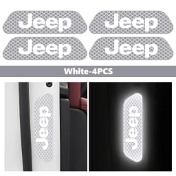 For Jeep 4pcs Car Logo Door Reflective Strips Sticker Security Warning Stickers Accessories Cherokee Wrangler JK Gladiator