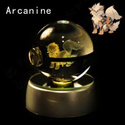 Pokemon 3D Crystal Ball Pikachu Gengar Mew Mewtwo Figurines Lamp Base Pokeball 3D Pokemon Glass Ball Statue Birthday Gift
