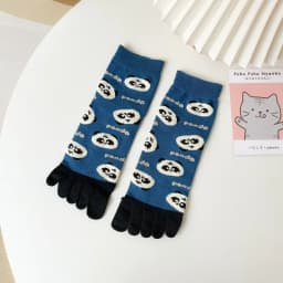 New Five-Finger Ladies Breathable Sweat-Absorbing Mid-Tube Split-Toed Socks Cute Cartoon Student Girl Socks