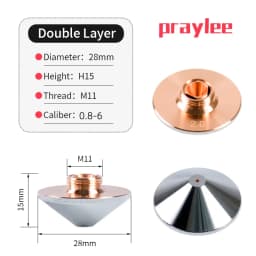 Raytools Nozzle for Fiber Laser D28 M11 H15 Single Double Chrome Plated Caliber 0.8-6.0mm Precitec WSX HANS Cutting Machine