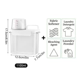 1100/1800/2300Ml Airtight Laundry Detergent Powder Storage Box Empty for Powder Softener Bleach Storage Container with Labels