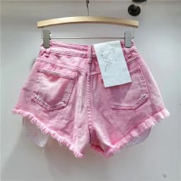Leaking Pocket Street Hole Washed Retro Blue Denim Shorts 2026 Summer New Spice Girl Fashion Jeans Hot Pants Shorts Women
