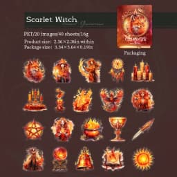 JIANWU 40 Sheets Sacred Grimoire Series Vintage Magic Witch Material Decor PET Sticker Creative DIY Journal Collage Stationery