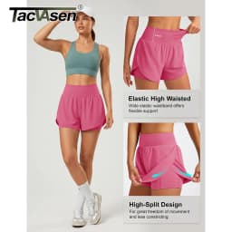 TACVASEN Womens High Waisted 2-in-1 Running Shorts Quick Dry Athletic Shorts with Pockets Breathable Tennis Workout Shorts