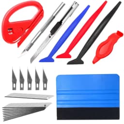 Car Film Wrapping Tool Kit Window Tinting Tools Vinyl Wrap Felt Squeegee Wrap Stick Vinyl Cutter Utility Knife Plastic Scraper