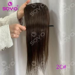 Remy Human Hair Topper Without Bangs 10×12CM Hand Stitched 360°3D Invisible Hair Piece Natural Cover For Thinning Hair