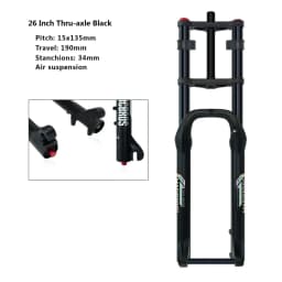 20x4.0 26*4.0 MTB Dual Motor Air Suspension Fork QR 9*135mm 15*135mm Beach Snow Motorcycle Electric E Bike Double Crown Air Fork