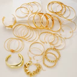 Vintage Elegant Multi-Piece Stacking Bracelets Set Fashion Minimalist Delicate Floral Geometric Smooth Bangle Holiday Jewelry