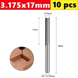 10pcs Carbide End Mill  3.175mm （1/8）Shank 2 Flute Straight Slot Milling Cutter MDF Plastic Wood Cutter CNC Machine Router Bit