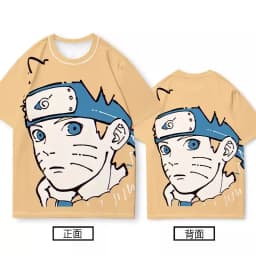 Bandai Anime Naruto Sasuke Naruto Kakashi Quick Drying Breathable and Comfortable Parent Child Short Sleeved T-shirt