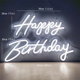Large Size 'Happy Birthday' Customizable LED Light Neon Sign with Clear Acrylic Backer Dimmable Flexible Party Decor