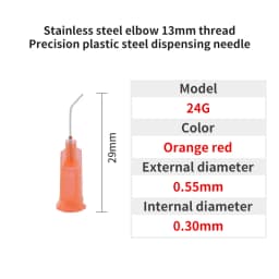 20pcs 13mm Elbow Dispensing Machine Injection Needle 14G-27G Stainless Steel Dispensing Needle Spiral Mouth Nozzle Glue Needle
